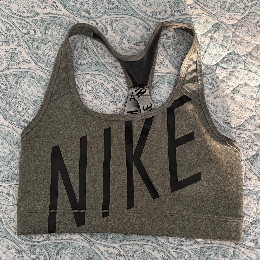 Nike Women's Black and Gray Sports Bra